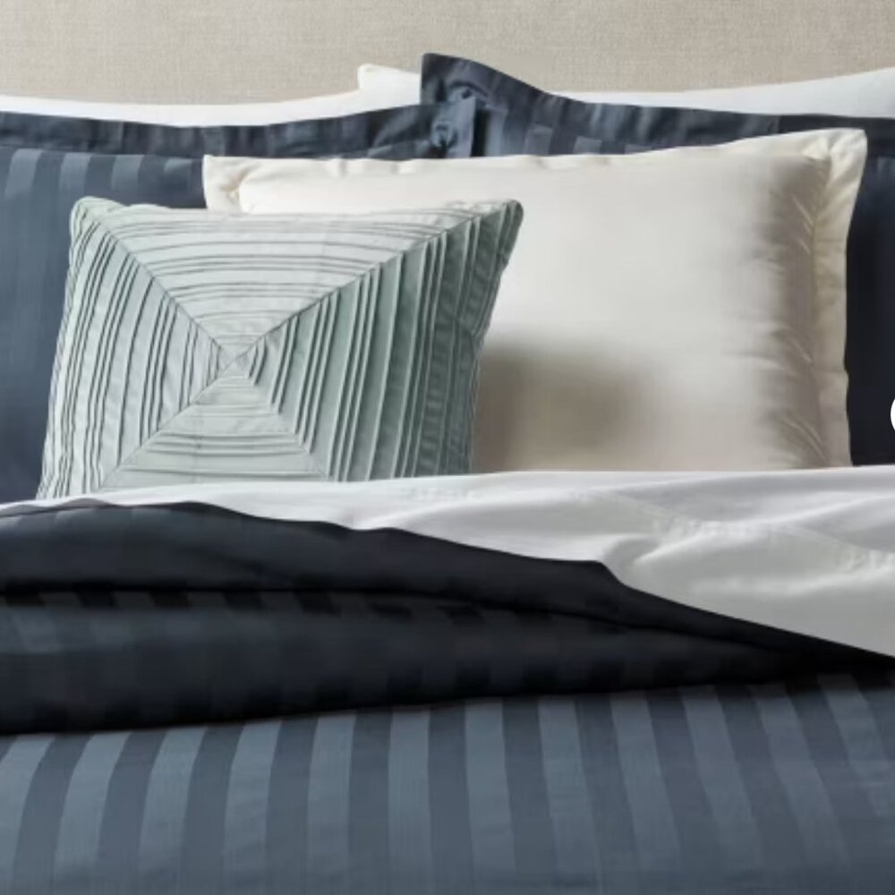 Threshold Luxe Square Velvet Pleated Decorative Pillow Light Teal 18"‎ x 18" NWT